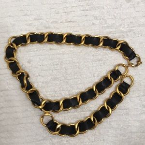 Chanel gold and leather belt